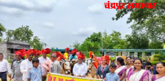 विजासन येथे नवागत विद्यार्थ्यांचे जल्लोषात स्वागत बैलबंडी मिरवणुकीने वेधले सर्वांचे लक्ष