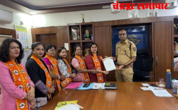 चंद्रपुरात नवजात शिशू ची अवैध विक्री प्रकरणी कोणाच्याही दबावत न येता काटेकोरपणे व निष्कर्ष चौकशी करा..! शिवसेना शिंदे गटाचे जिल्हा प्रमुख प्रतिमा ठाकूर यांच्या हस्ते पोलिस अधीक्षक यांना निवेदन.